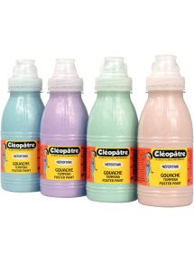Carton de 4 Flacons 500 ml de peinture pailletée, coloris pastel assortis