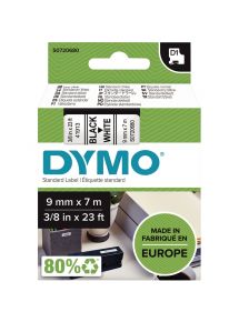 Dymo, ruban D1 S0720680 /40913 pour étiqueteuse, 9mm x 7m, Noir sur blanc