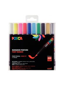 Boîte de 10 marqueurs Posca Brush assortis
