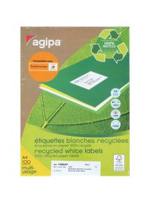 Boîte de 1600 étiquettes multi-usages blanches recyclées 99,1x33,9mm