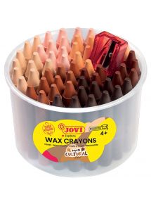 Pot de 60 crayons de cire tons peaux + 1 taille crayon