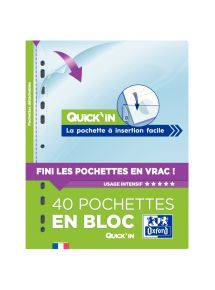 Bloc de 40 pochettes perforées en polypropylène lisse 9/100ème
