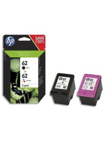 Cartouche jet d'encre HP 62, multipack noir et couleurs