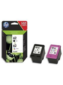 Cartouche HP jet d'encre 62, multipack noir et couleurs