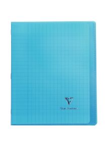 Cahier piqûre 96 pages Koverbook, 17x22 cm, seyès 90g, couverture polypropylène bleu