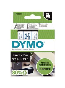 Recharge Dymo D1 9 mm x 7 m impression bleu support blanc