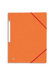 Chemise 3 rabats à élastique en carte lustrée Top File, format A4, orange
