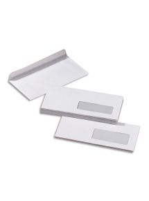 Enveloppe blanches autoadhésives 80g, 110x220 mm,  DL fenêtre 35, boîte de 500