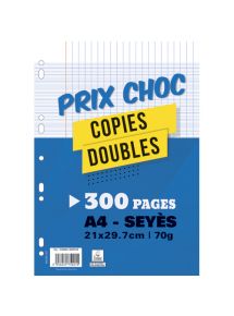 Copies doubles perforées 21x29,7cm, grands carreaux, 200 pages, 70g