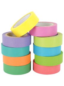 Lot de 10 rubans adhésifs unis assortis, en papier de riz