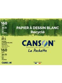 Papier dessin blanc 160g, format 24x32cm, pochette de 10