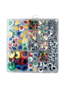 Yeux mobiles adhésifs ronds, couleur assortie, sachet de 600