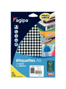 Etui de 2940 pastilles adhésives diamètre 8 mm noir