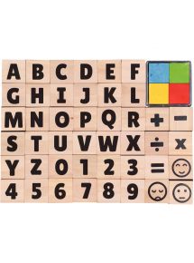 Set de 44 tampons alphabet/chiffre + encreur