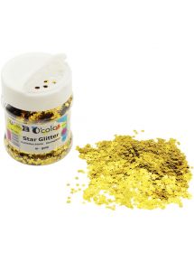 Pot de 65 grammes de paillettes étoiles coloris or