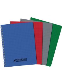 Cahier 17x22cm, 100p, grands carreaux, spirale 90g