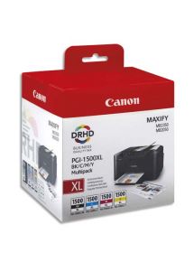 Cartouche Canon jet d'encre PGI1500XL, multipack noir et couleurs