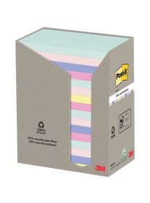 Tour distributrice de 16 blocs de 100 feuilles post-it recyclées 76 x 127 mm collection nature