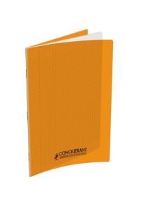 Cahier polypro 17x22cm, 60p, grands carreaux, orange