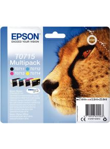 Epson GUÉPARD lot 4 cartouches jet d'encre noire, cyan, magenta et jaune authentique (T071540)