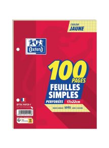 Sachet de 50 feuillets mobiles, format 17x22 cm, seyès, jaune