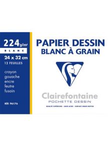 Papier dessin blanc 224g, format 24x32cm, pochette de 12