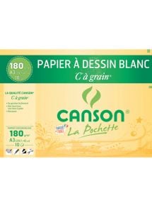 Papier dessin blanc 180g, format 29,7x42cm, pochette de 10