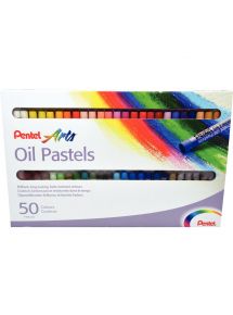 Pastel à l'huile Pentel ø8mm, boîte de 50 couleurs assorties