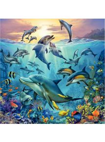 Lot de 3 puzzles 49 pièces en carton, le monde animal de l'océan