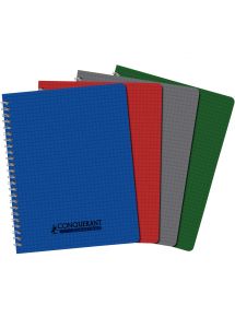 Cahier polypro 17x22cm, 100p, petits carreaux, spirale 90g