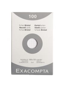 Fiche bristol non perforée, format 10,5x14,8cm, quadrillée 5x5, blanc, étui de 100 