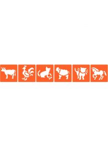 Pochoirs, format 15x15cm, animaux de la ferme, lot de 6