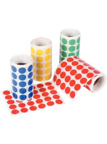 Gommette autocollante ronde Ø20mm, boîte de 4 rouleaux couleurs métallisées assorties
