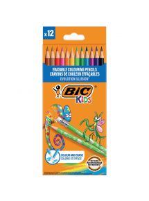 Crayon de couleur effaçable Kids Evolution Illusion, pochette de 12