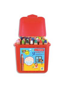 Crayon de couleur multi-talents Woody 3in1, pot de 38 + 3 taille-crayons