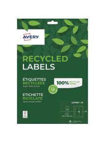 Etiquettes adhésives blanches 100% recyclée 99,1x39mm, boîte de 60
