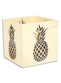 Photophore ananas en bois à décorer, format 10x10x10cm