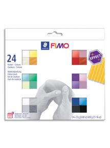 Pâte à cuire Fimo Effect 25g, boîte de 24 couleurs basiques