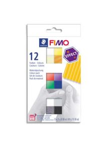 Pâte à cuire Fimo Effect 25g, boîte de 12 couleurs basiques
