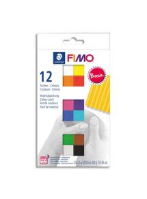 Pâte à cuire Fimo Soft 25g, boîte de 12 couleurs basiques