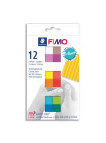 Pâte à cuire Fimo Soft 25g, boîte de 12 couleurs brillantes
