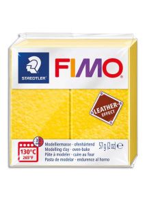 Pâte à cuire Fimo Effect cuir 57g, jaune safron