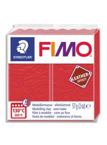 Pâte à cuire Fimo Effect cuir 57g, rouge