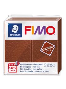 Pâte à cuire Fimo Effect cuir 57g, marron