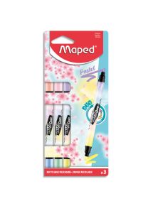 Surligneur bi-pointe Fluo Peps Duo, blister de 3 coloris pastel