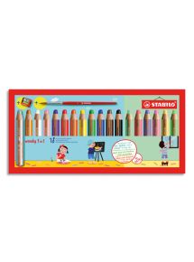 Crayon de couleur multi-talents Woody 3in1, étui de 18 couleurs pastel