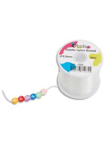 Fil nylon élastique transparent, bobine de 50m, diamètre 0,5mm