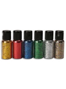 Paillettes couleurs classiques assorties, lot de 6 shakers 35 ml 