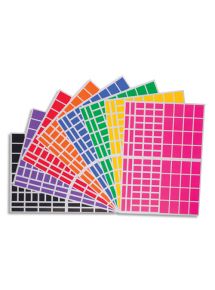 Gommettes rectangles repositionnables, tailles et couleurs assorties, sachet de 18 planches