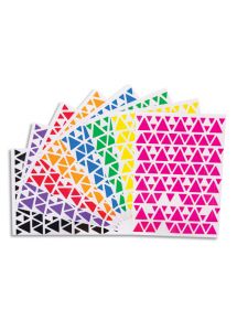 Gommettes triangles repositionnables, tailles et couleurs assorties, sachet de 18 planches